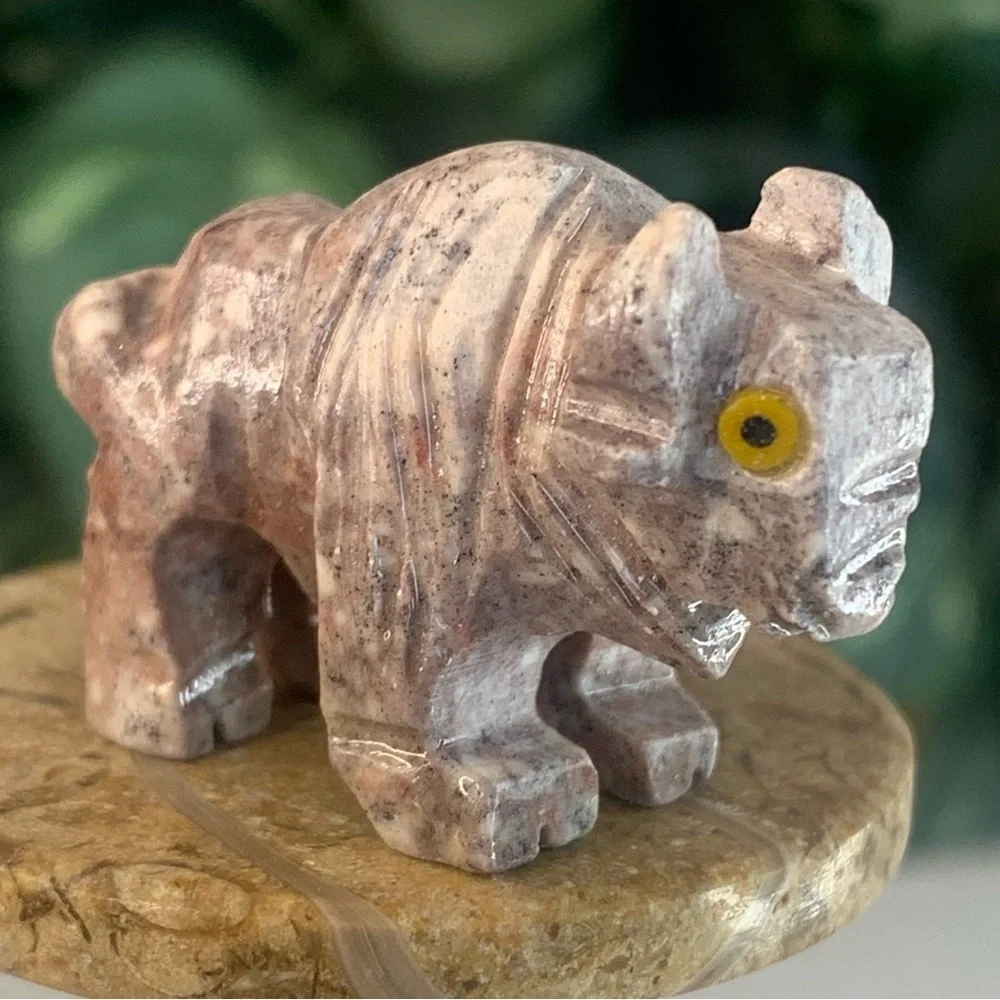 Miniature BUFFALO Stone Carving Mini Figurine Steatite Soapstone Carved Animal